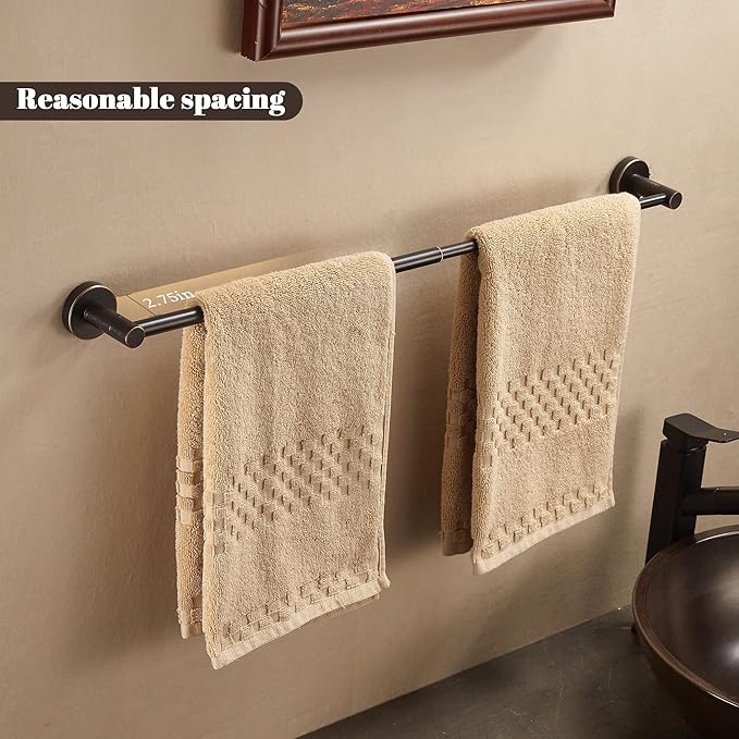 BigBig Home Bronze Towel Bar, Adjustable 15 to 24 Inch Towel Holder for Bathroom, Bath Towel Rack Farmhouse Wall Mounted Rustic Oil Rubbed ORB