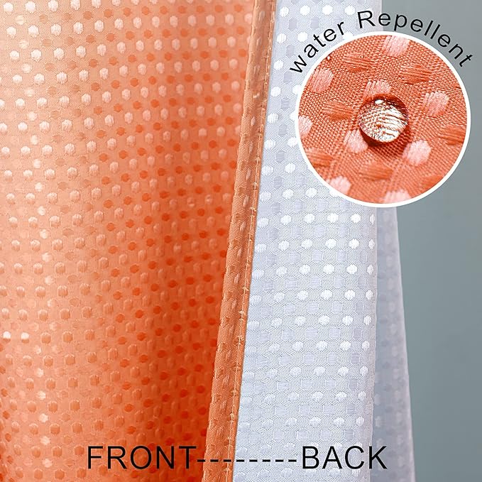 Mrs.Naturall Orange Shower Curtains for Bathroom,Bath Small Stall Shower Curtain Liner with Hooks Sets,36 x 72In,White and Burnt Orange
