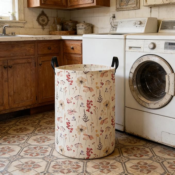 Laundry Hamper Baby Nursery Hamper Waterproof Foldable Kids Laundry Basket Kids Dirty Clothes Hampers Girl Room Decor for Home Gift Baskets(Floral)