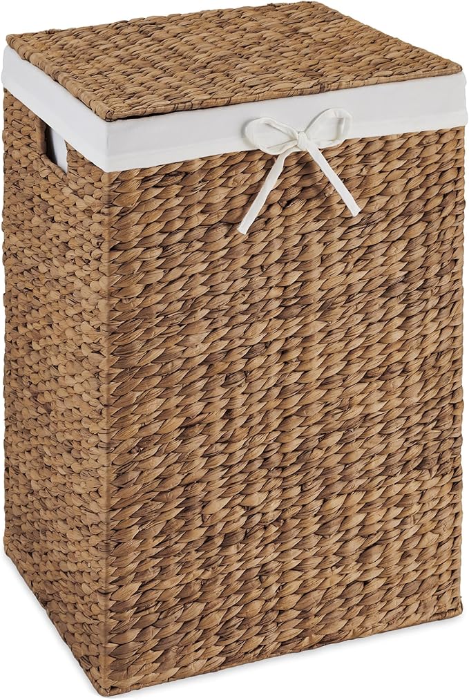 Best Choice Products Large Laundry Hamper w/Lid, Handwoven Laundry Basket, w/Removable Liner & Built-in Handles for Bathroom, Bedroom & Laundry Room, 26 Gal - Chestnut