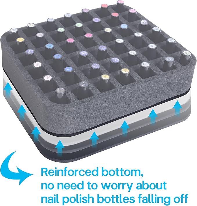 2 Pack Nail Polish Organizer Holder Foam Pad with Slots for Storage 84 Bottles (15ml/0.5fl.oz) Nail Polish or Essential Oil Tray for Drawers Black