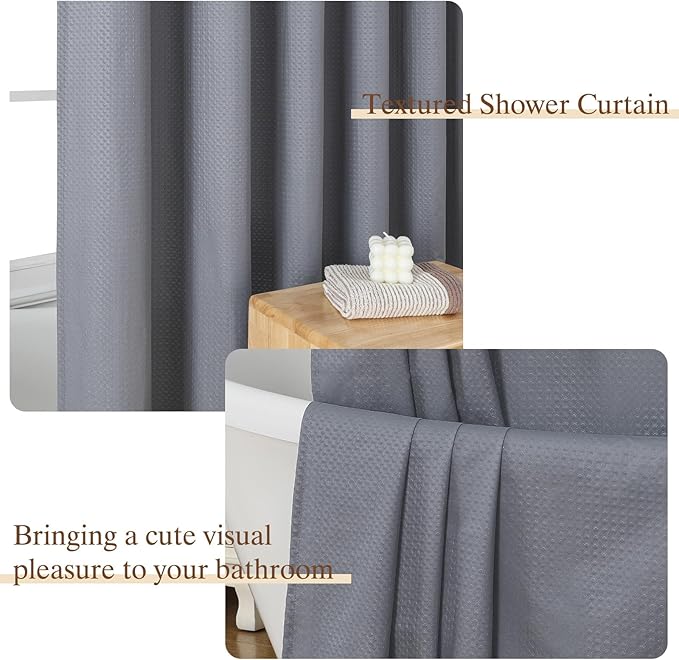 Aiyufeng Grey Shower Curtains for Bathroom，Dot Like Embossed Textured Waterproof Soft Polyester Cloth Shower Curtain，Hotel Spa Machine Washable，72Wx72L
