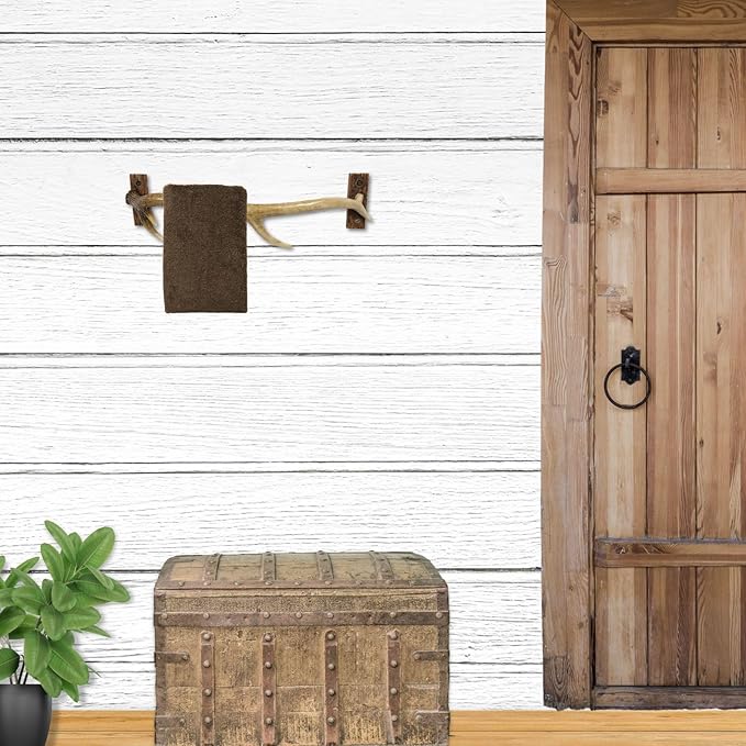 Towel Bar in Rustic Faux Antler Design - Wall Mounted Towel Holder for Cabin Lodge Decor