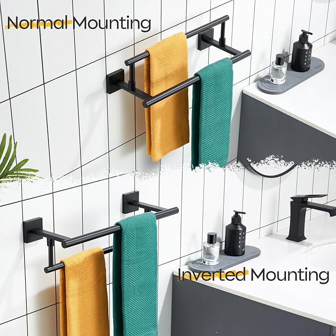 KOKOSIRI Bathroom Towel Bars 16 Inch Towel Rails Matte Black 40CM Hand Towel Holder for Kitchen Garage Wall Stainless Steel B5009BK-L16