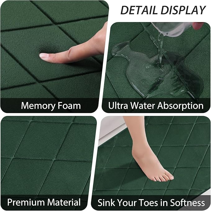 Bathroom Accessory Set - 25PC Bathroom Sets with Shower Curtain and Rugs, Green Bathroom Set, Bathroom Accessories Set, Shower Curtain Sets with Rugs, Bathroom Trash Can & Soap Dispenser