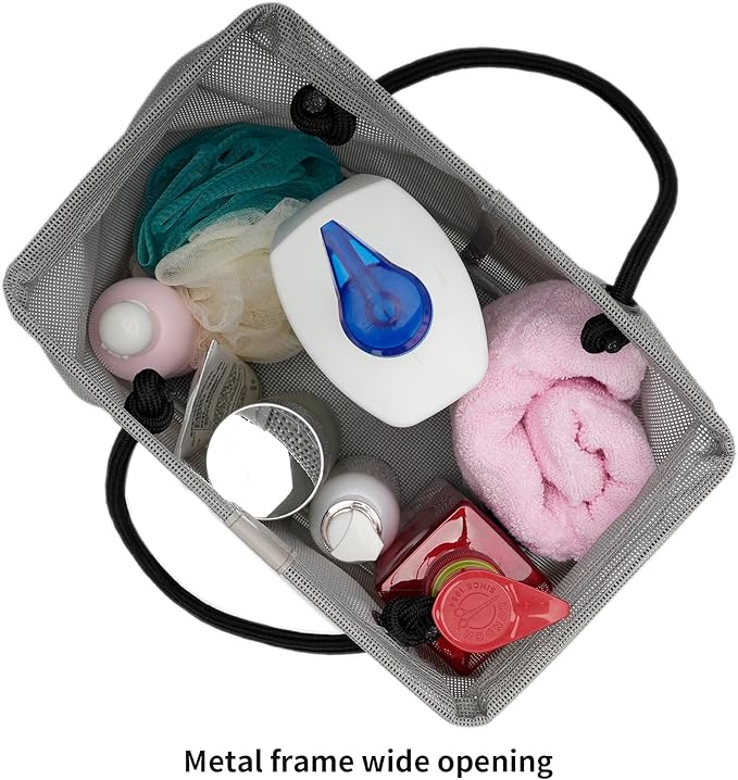 TOPASION Bath Storage Shower Caddy Organizer for Bathroom, College Dorm, Camp, Gym (Small Grey)