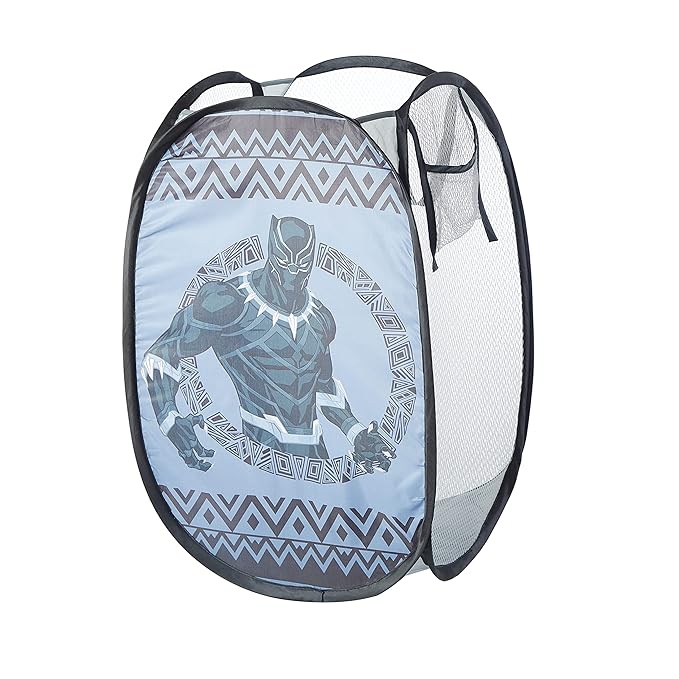 Idea Nuova Marvel Black Panther Pop Up Hamper with Durable Carry Handles, 21'' H x 13.5'' W X 13.5'' L