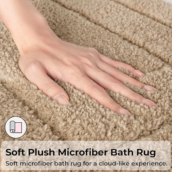 GRANNY SAYS Khaki Bathroom Rugs Non Slip, 59" x 20, Small Bathroom Rugs Washable，Bath Mats for Floor, Microfiber Bath Mat for Tub, Absorbent Shower Rug