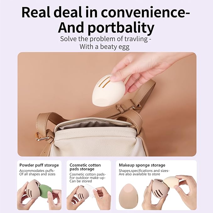 2PCS Beauty Blender Holder Powder Puff Storage, Breathable Makeup Sponge Case for Business or Travel