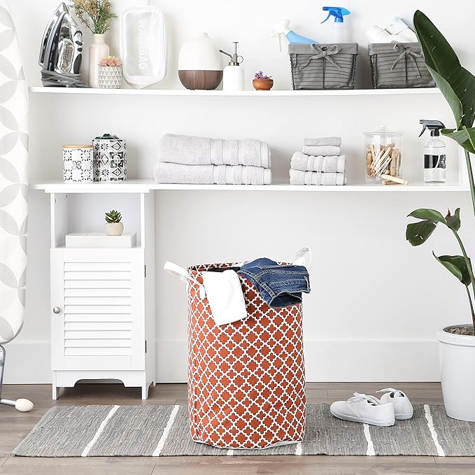 DII Laundy Collection, PE Coated Collapsible Bin, Cinnamon Lattice, Laundry Hamper