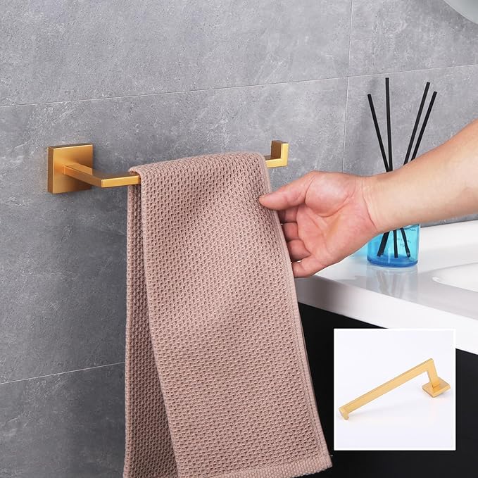 GERZWY Gold Stainless Steel Hand Towel Holder Modern Bathroom Towel Ring Wall Mounted IG1806-BE