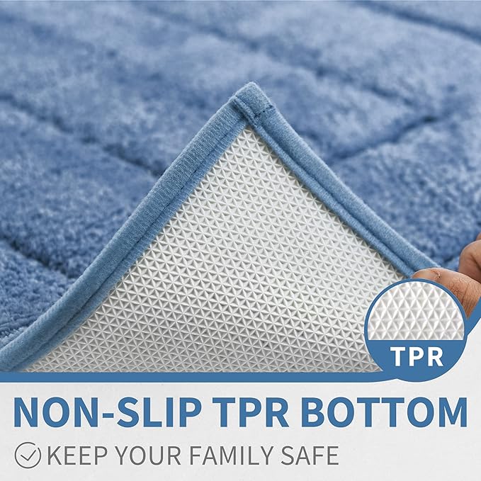 GRANNY SAYS Blue Bathroom Rugs Non Slip, 24" x 36", Large Bathroom Rugs Washable, Bath Rugs for Bath, Absorbent Bath Mats for Bath Floor, Absorbent Shower Rug, Microfiber Bath Mat for Tub