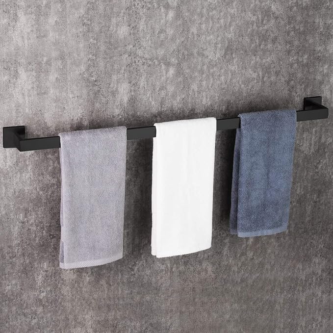 36 Inch Towel Bar for Bathrooms 12/16/20/24/28/32/36 Inch Stainless Steel 304 Matte Black Towel Holder Modern Square Towel Rod Rustproof Wall Mount (1, Matte Black, 36 Inch)