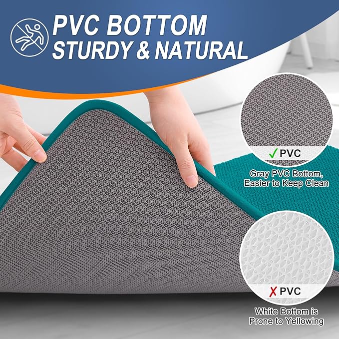 OLANLY Thick Memory Foam Bath Mat Rug 44x24, Extra Soft Absorbent Bathroom Rug, Quick Dry Bath Mats, Non-Slip, Machine Washable Carpet for Bathroom, Tub and Shower, Home Decor Accessories, Deep Lake