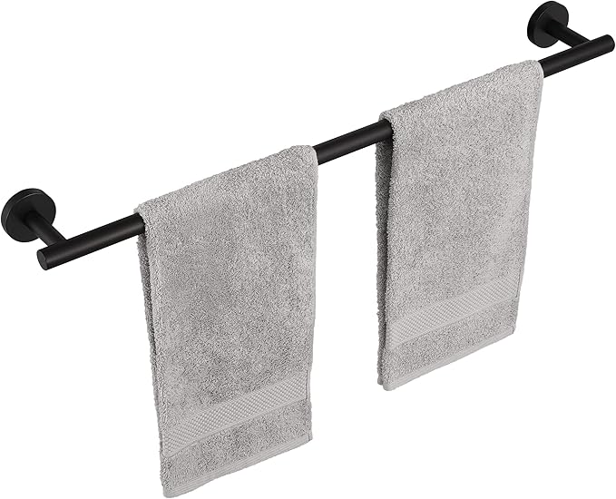 KES 23.2-Inch Towel Bar for Bathroom, Bath Towel Rack Towel Holder Wall Mount SUS304 Stainless Steel Matte Black, Total Length 25.5 Inch, A2000S65B-BK