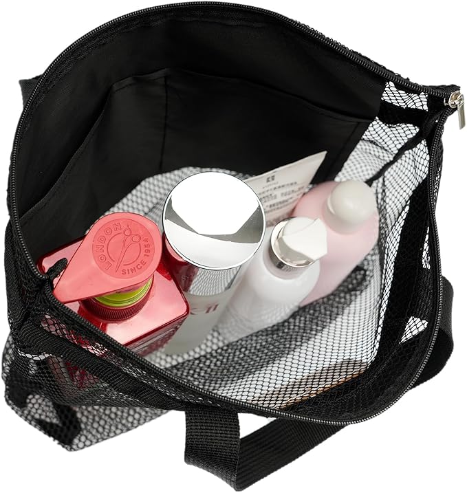 TOPASION Mesh Shower Caddy Bag Portable Hanging Toiletry and Bath Organizer with Zipper for Travel, Gym, Camping, College Dorms, Beach