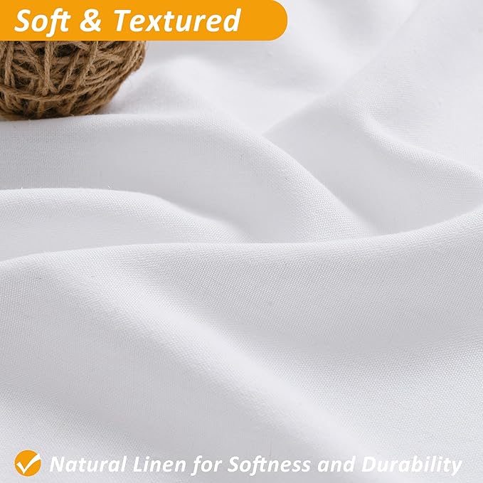 Naturoom Long Shower Curtain, Heavy Duty White Linen Fabric Shower Curtain Set with Liner, Simple Elegant Modern Farmhouse Country Bath Curtains for Bathroom, Mesh Top Window, 72 x 78, White