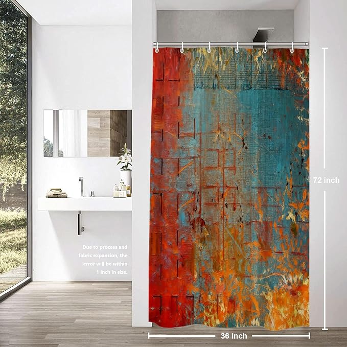Shrahala Abstract Grunge Color Decorative Shower Curtain, Solid Colored Pink Bathroom Décor Polyester Fiber Waterproof with Plastic Rings for Shower Stall Bathtubs 72 X 36 in
