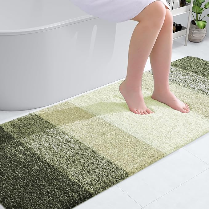 OLANLY Bathroom Rugs Mat 70x24, Extra Soft Absorbent Microfiber Bath Rugs, Rubber Backing, Quick Dry, Machine Washable Bath Mats for Bathroom Floor, Tub and Shower, Home Decor Accessories, Dark Green