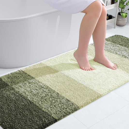 OLANLY Bathroom Rugs Mat 70x24, Extra Soft Absorbent Microfiber Bath Rugs, Rubber Backing, Quick Dry, Machine Washable Bath Mats for Bathroom Floor, Tub and Shower, Home Decor Accessories, Dark Green