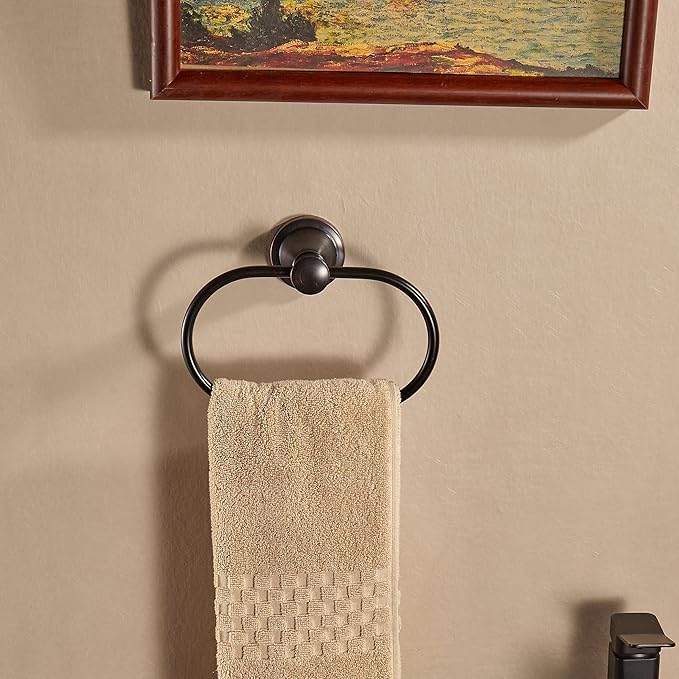 WOLIBEER Bronze Towel Holder, Oil Rubbed Oval Hand Towel Ring Wall Mount Farmhouse Towel Hanger Rustic Towel Rack Stainless Steel Bath Accessories
