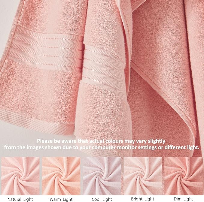 COZYART Pink Bathroom Towel Set 6Pcs, 100% Turkish Cotton Bath Towel Sets for Bathroom, Soft Absorbent, 650 GSM Luxury 6 Pcs with 2 Bath Towels, 2 Hand Towels, 2 Washcloths