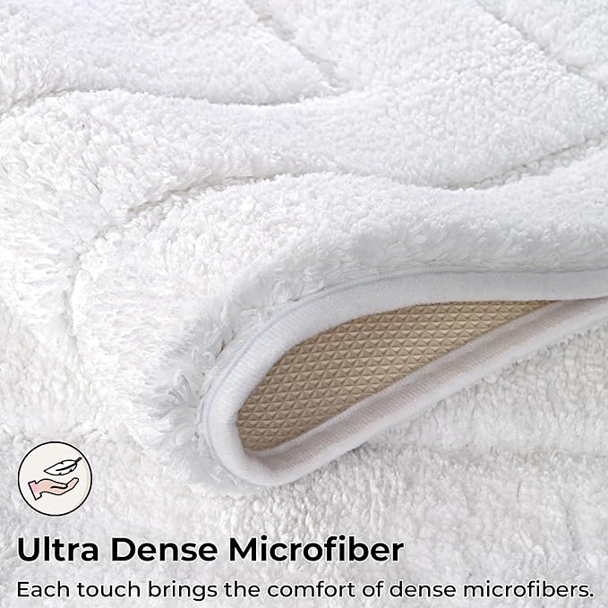 GRANNY SAYS Bathroom Rugs and Mats, 16" x 24" Non-Slip Bath Mat for Bathroom, Super Soft Absorbent Microfiber Bath Rug, Machine Washable and Dry, Small White Rug for Shower, Tub and Bath Floor