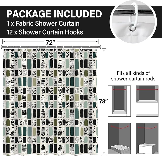 Sage Green Shower Curtains for Bathroom,72x78 in Long Boho Shower Curtain for Modern Aesthetic Bathroom Accessories,Funny Waterproof Polyester Sage Bath Decor