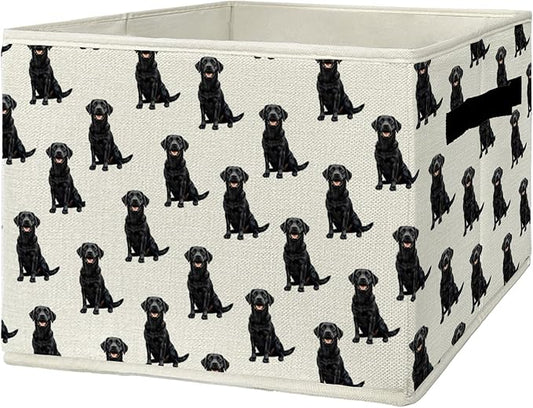 Black Lab Gifts Storage Bins & Boxes with Handles,Dog Foldable Basket for Organizing Dog Lovers Women,Labrador Retriever Christmas Storage Laundry Hampers for Bedroom Bathroom Clothes Toys Books