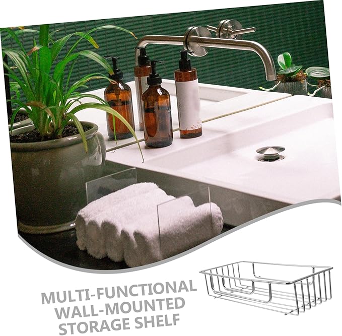 Hemobllo Multi Functional Stainless Steel Wall Shelf for Bathroom Kitchen Easy Installation Space Saving Storage Rack for Toiletries Shampoo and Items Stylish Design