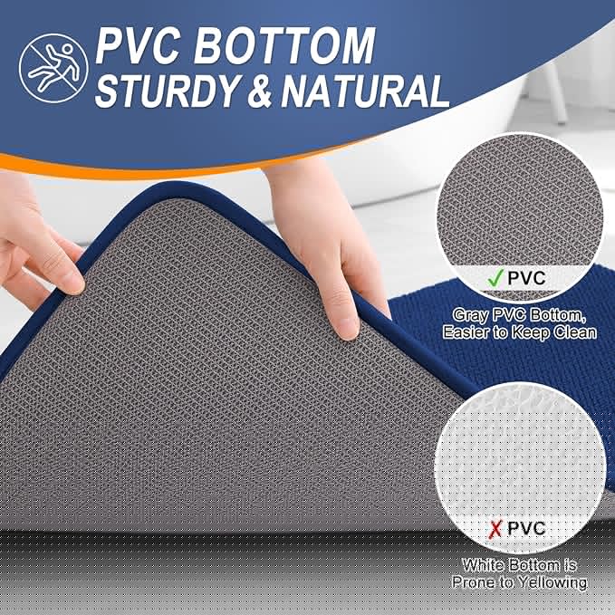 OLANLY Thick Memory Foam Bath Mat Rug 59x20, Extra Soft Absorbent Bathroom Rug, Quick Dry Bath Mats, Non-Slip, Machine Washable Carpet for Bathroom, Tub and Shower, Home Decor Accessories, Navy