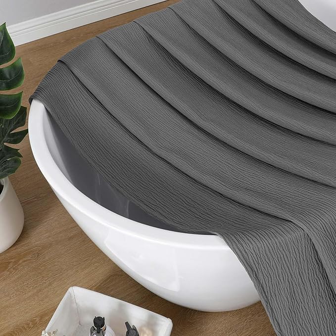 Aiyufeng 3D Textured Grey Small Shower Curtain for Bathroom, Fabric Shower Curtain Heavy Duty Cloth, Stall Size Narrow Bathroom Curtains, Machine Washable, 36x72 Inches