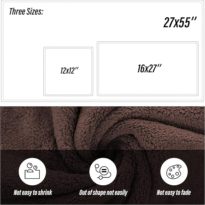MOONQUEEN Ultra Soft Microfiber Coral Velvet Towel Set - Quick Drying, 2 Bath Towels, 2 Hand Towels, 2 Washcloths - Wood Brown, 6 Pcs