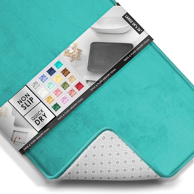 Clara Clark Bathroom Rugs, Velvet Memory Foam Bath Mat, Non-Slip Bath Rugs, Machine Wash, Dries Quickly, Ultra Soft Plush Bath Mats for Bathroom,