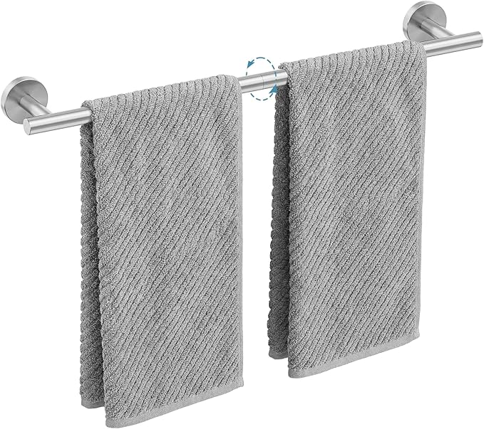 Brushed Nickel Towel Bar, 24 Inch Towel Rack for Bathroom Wall-Mounted, SUS304 Stainless Steel, Total Length 26 Inch