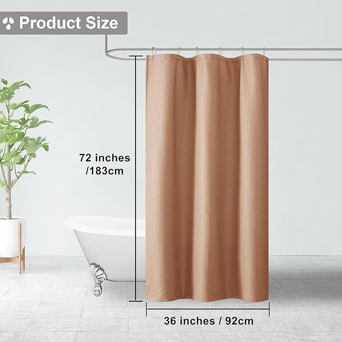 OVZME Small Stall Shower Curtain - Embossed Textured Bathroom Curtain, 36 x 72 Shower Curtain for RV Camper, Machine Washable Water Resistance, Coral
