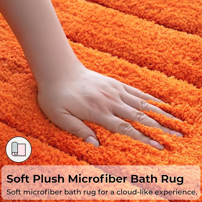 GRANNY SAYS Bathroom Rugs Non Slip, 24" x 48", Bath Rugs for Bathroom Washable, Bath Mats for Floor, Microfiber Bath Mat for Tub, Absorbent Bath Rugs for Shower Room, Orange