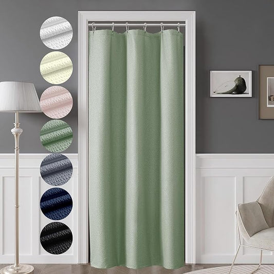 OVZME Berry Stall Fabric Shower Curtain 36 x 72 Inch - Soft & Waffle Small Sage Green Shower Curtain for Bathroom with Texture for Narrow Stall Size, Machine Washable Water Resistance, Sage Green