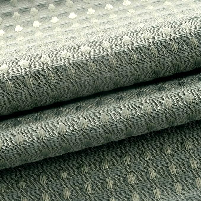 Short Waffle Weave Fabric Shower Curtain 66 inch Long , Hotel Luxury Spa, 230 GSM Heavy Duty, Water Repellent, Machine Washable, Sage Green Pique Pattern Decorative Bathroom Curtain, 71x66