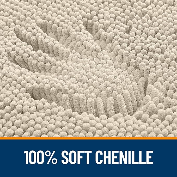 OLANLY Bathroom Rugs 70x46, Extra Soft Absorbent Chenille Bath Rugs, Rubber Backing Quick Dry, Machine Washable Bath Mats for Bathroom Floor, Tub and Shower, Home Decor Accessories, Sand