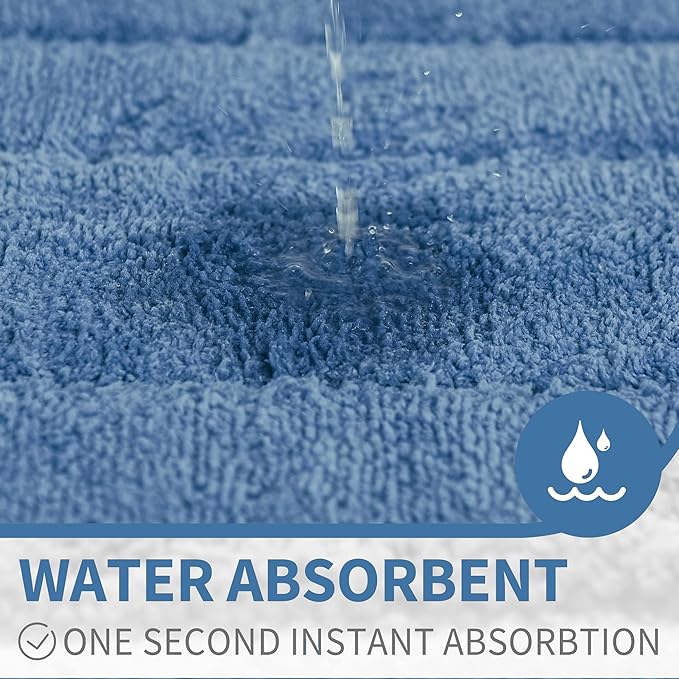 GRANNY SAYS Blue Bathroom Rugs Non Slip, 24" x 36", Large Bathroom Rugs Washable, Bath Rugs for Bath, Absorbent Bath Mats for Bath Floor, Absorbent Shower Rug, Microfiber Bath Mat for Tub