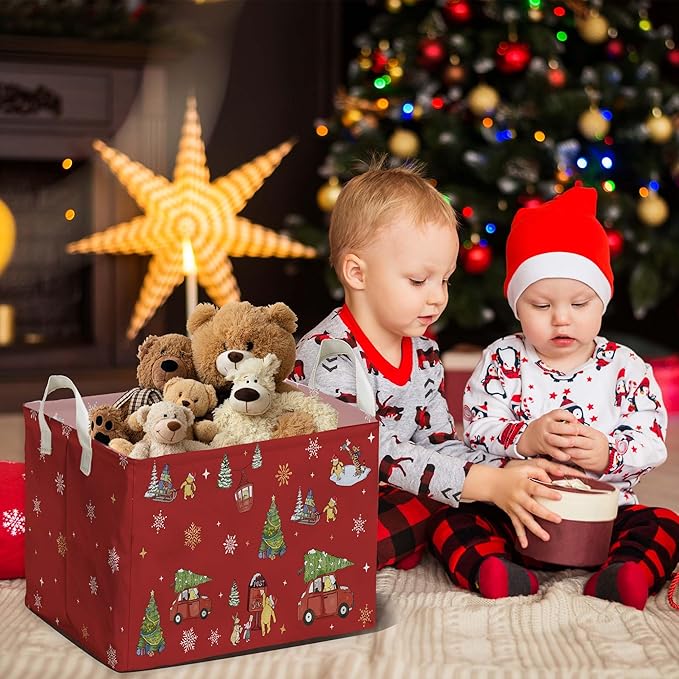 Winnie Theme Christmas Storage Basket,Hamper Winnie Baby Stuff Collapsible Storage Bin Laundry Hamper With A Waterproof PE Coating,Perfect Decoration for Baby Boy Girl Shower