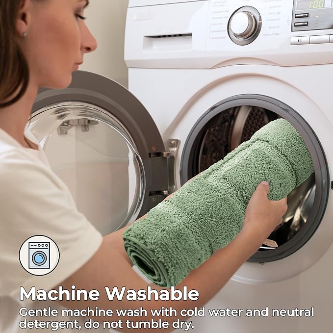 GRANNY SAYS Sage Green Bathroom Rugs Non Slip, 48" x 24", Small Bathroom Rugs Washable，Bath Rugs for Bath，Bath Mats for Bath Floor, Microfiber Bath Mat for Tub, Absorbent Shower Rug