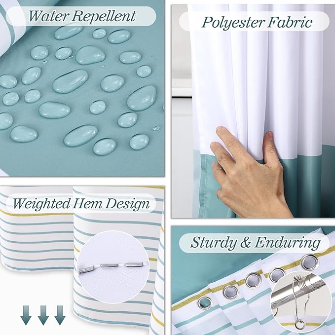 Bathroom Set - Bathroom Sets with Shower Curtain and Rugs, 25PC Bathroom Accessory Set, Light Blue Bathroom Accessories Set with Trash Can, Soap Dispensers