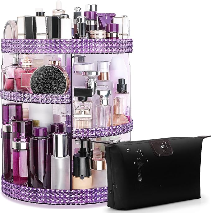 Awenia Makeup Organizer 360-Degree Rotating Plus Size, Adjustable Makeup Storage, 7 Layers Large Capacity Cosmetic Storage Unit,Fits Different Types of Cosmetics and Accessories with Makeup Bag