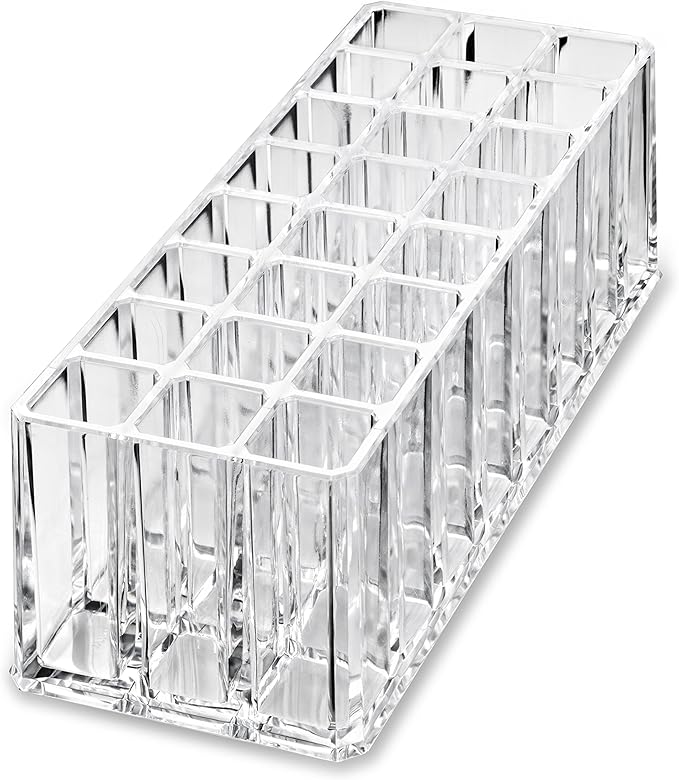 BY ALEGORY Acrylic Eye Mascara Organizer Makeup Storage Organization Refillablle Container Beauty Display Case 24 Space to Organize Tall Eye Lash Mascara