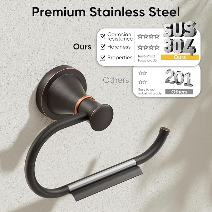 BESy Oil Rubbed Bronze Toilet Tissue Paper Holder Oil Rubbed Bronze Bathroom Accessories Toilet roll Paper Hanger, Wall Mounted, Rustproof