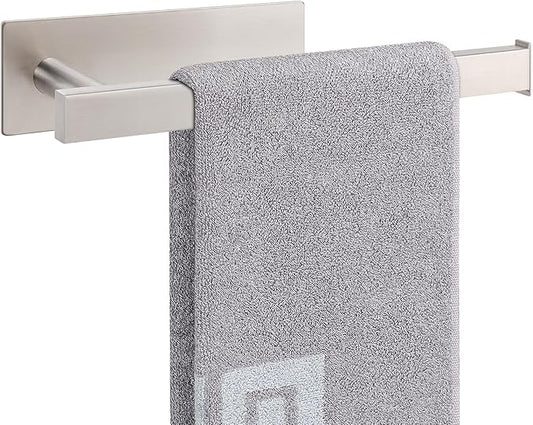 NearMoon Hand Towel Holder/Towel Ring Strong Hold Self Adhesive Bathroom Towel Bar, 9 Inch Thicken Stainless Steel Towel Rack- Sticky Towel Hanger, Contemporary Style NO Drilling (Brushed Nickel)