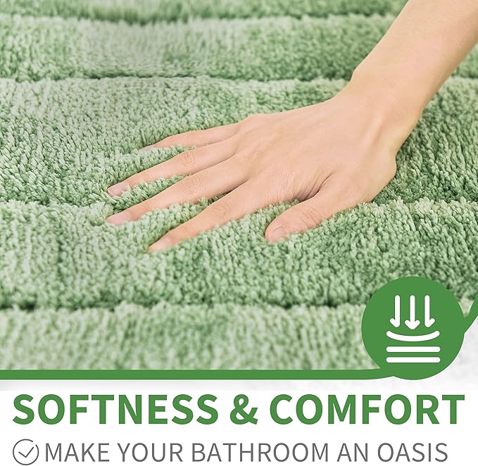 GRANNY SAYS Sage Green Bathroom Rugs Non Slip, 24" x 36", Large Bathroom Rugs Washable， Bath Rugs for Bath，Bath Mats for Bath Floor, Microfiber Bath Mat for Tub, Absorbent Shower Rug