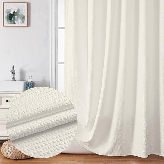 OVZME Berry Stall Fabric Shower Curtain 36 x 72 Inch - Soft & Waffle Small Cream Shower Curtain for Bathroom with Texture for Narrow Stall Size, Machine Washable Water Resistance, Hotel Style, Cream